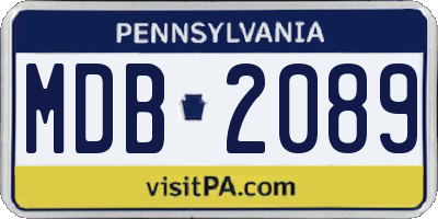 PA license plate MDB2089