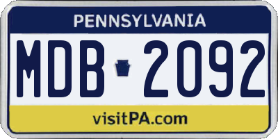 PA license plate MDB2092