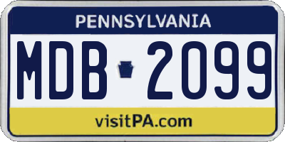 PA license plate MDB2099