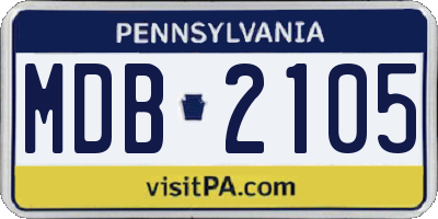 PA license plate MDB2105
