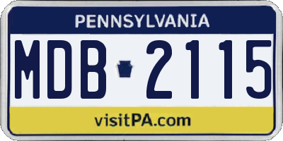 PA license plate MDB2115