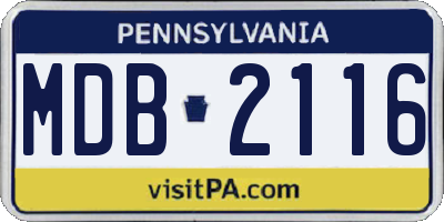 PA license plate MDB2116