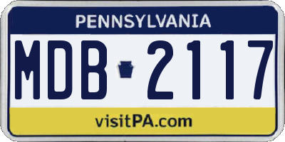 PA license plate MDB2117
