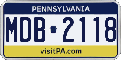 PA license plate MDB2118