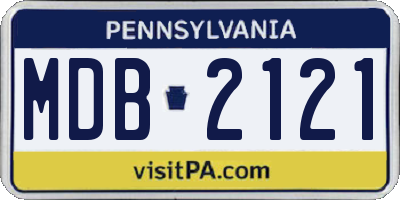 PA license plate MDB2121