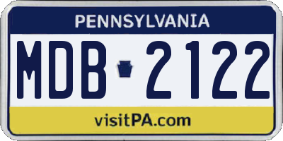 PA license plate MDB2122