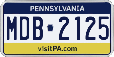 PA license plate MDB2125
