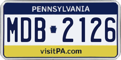 PA license plate MDB2126