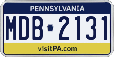 PA license plate MDB2131