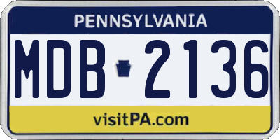 PA license plate MDB2136