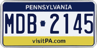 PA license plate MDB2145