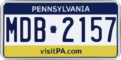 PA license plate MDB2157