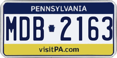 PA license plate MDB2163