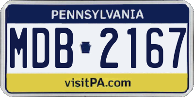PA license plate MDB2167