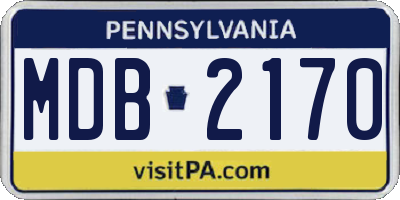 PA license plate MDB2170