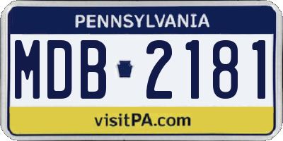 PA license plate MDB2181