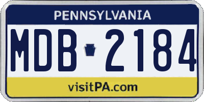 PA license plate MDB2184