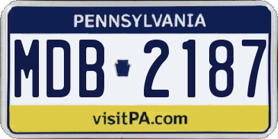 PA license plate MDB2187