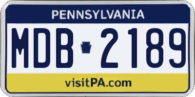 PA license plate MDB2189
