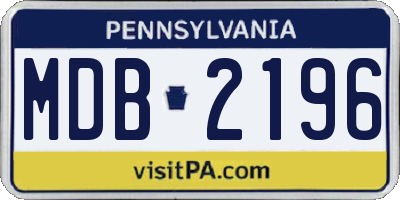PA license plate MDB2196