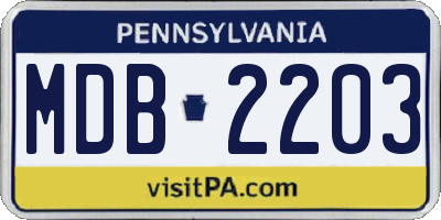 PA license plate MDB2203
