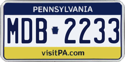 PA license plate MDB2233