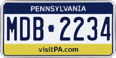 PA license plate MDB2234
