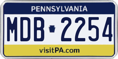 PA license plate MDB2254