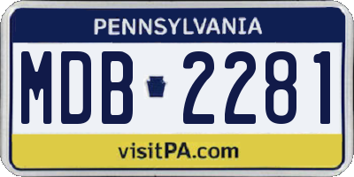 PA license plate MDB2281