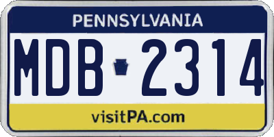 PA license plate MDB2314
