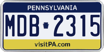 PA license plate MDB2315