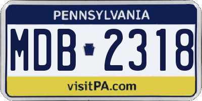 PA license plate MDB2318