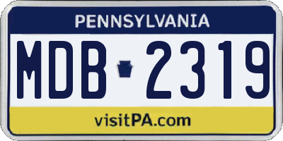 PA license plate MDB2319