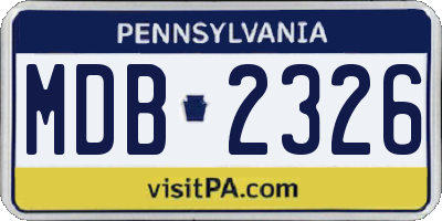 PA license plate MDB2326