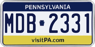 PA license plate MDB2331