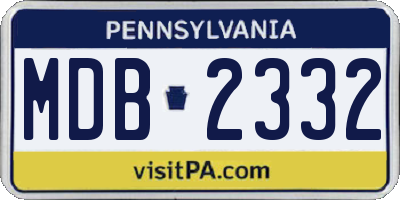 PA license plate MDB2332