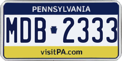 PA license plate MDB2333