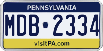 PA license plate MDB2334