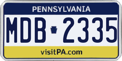PA license plate MDB2335