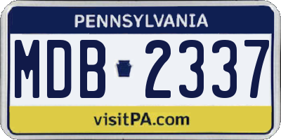 PA license plate MDB2337