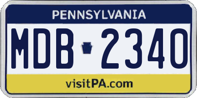 PA license plate MDB2340