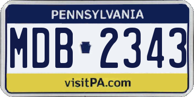 PA license plate MDB2343