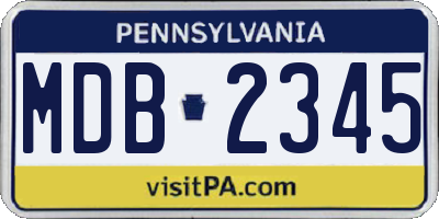 PA license plate MDB2345