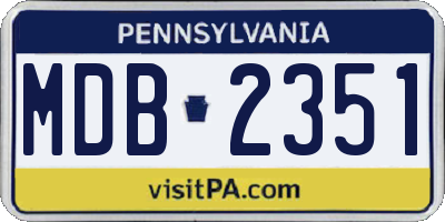 PA license plate MDB2351