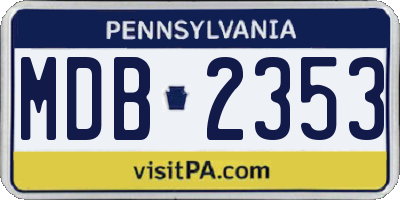 PA license plate MDB2353