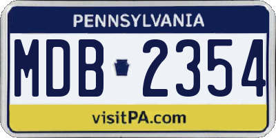 PA license plate MDB2354