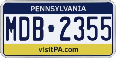 PA license plate MDB2355