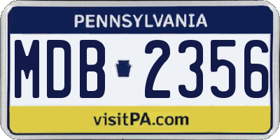 PA license plate MDB2356