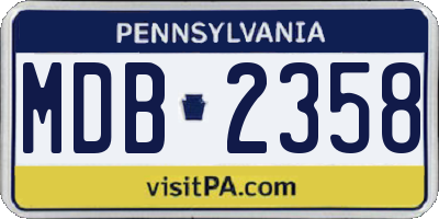 PA license plate MDB2358