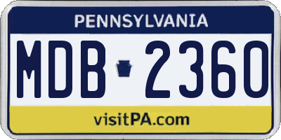 PA license plate MDB2360